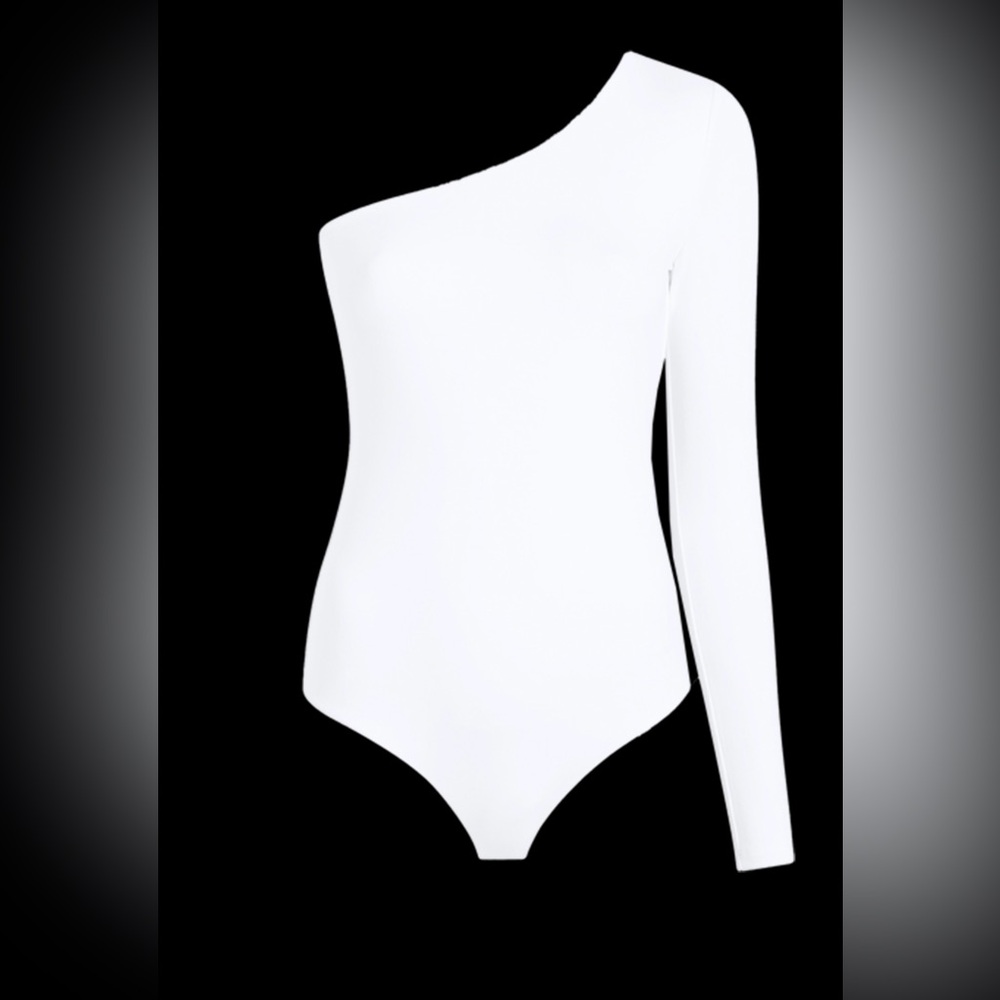 NWOT! Nuuds One Shoulder White Bodysuit- Small